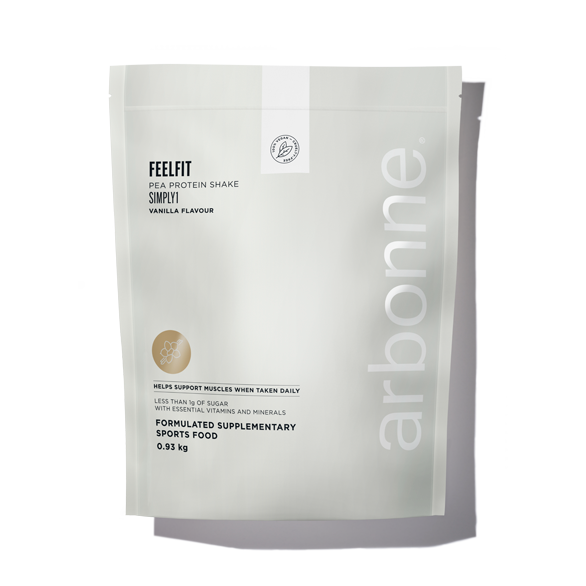 A bag of Arbonne FeelFit Pea Protein Shake Simply1 vanilla flavour
